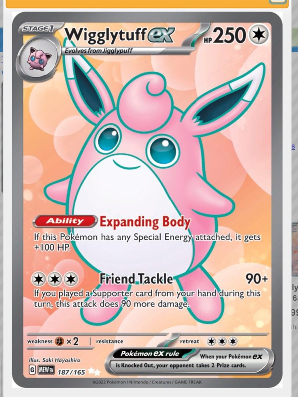 Wigglytuff Ex #187 Pokemon Scarlet & Violet 151